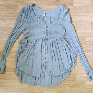 Women's Light Blue Button-Down Top